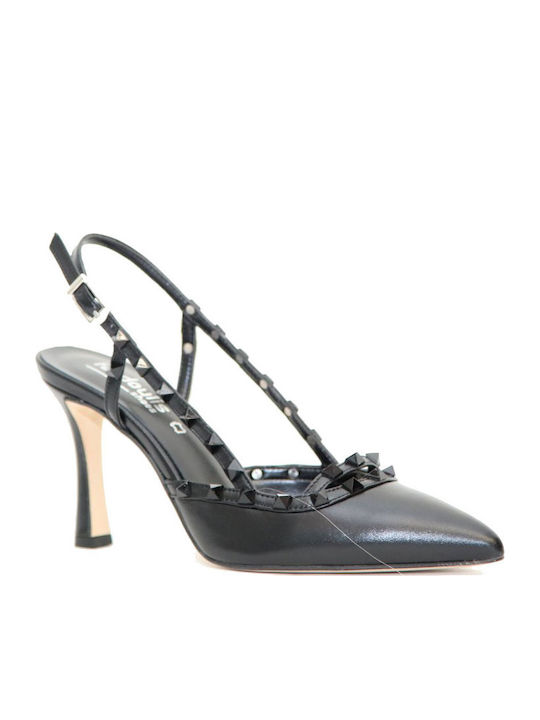 Fardoulis Leather Pointed Toe Black High Heels