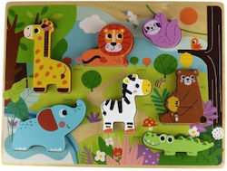 Wooden Kids Peg Puzzle Jungle Animals for 12+ years old+ Years 8pcs Tooky Toys
