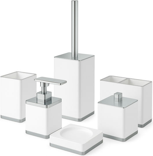Acp Σετ Αξεσουάρ Μπάνιου 6 Τεμαχίων – Λευκό Chrome White Chrome
