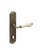 Roline K305 Door Handle Plate Brass & Porcelain Antique-Beige 255x45x129mm Centers 75mm Pair