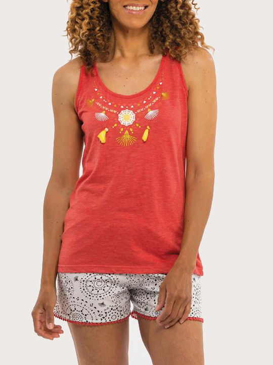 Melissa Brown Sommer Damen Pyjama-Set Orange