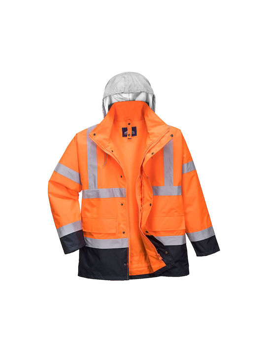 Jachetă De Lucru Cu Elemente Reflectorizante 4-1 Bicolor Traffic Portocalie Portwest S471ONRonrl