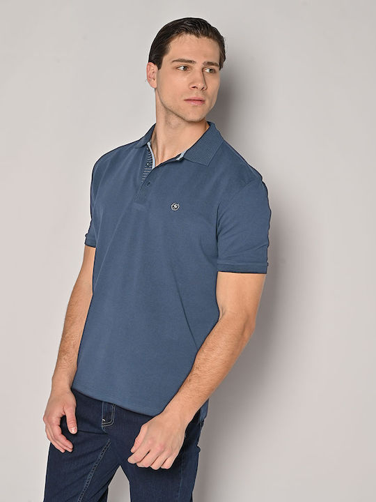 Sogo Polo Kurzarmbluse Blau