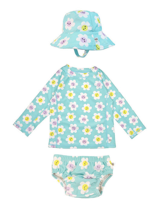 Zoocchini Kinder Badeanzug Bademoden-Set mit Hut Türkis