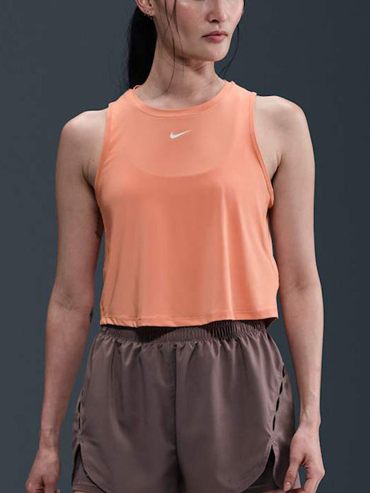 One Classic Γυναικείο Αθλητικό Crop Top Αμάνικο Dri-Fit Apricot Agate, White