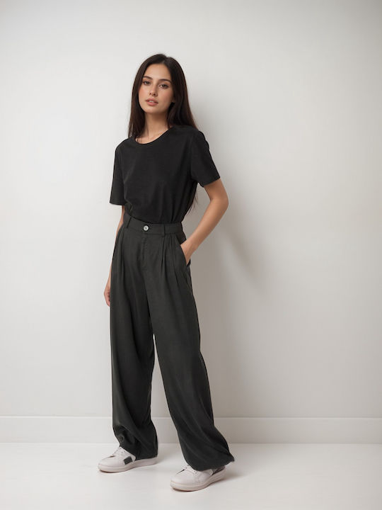 Noobass Women's Blouse Cotton Short Sleeve Black