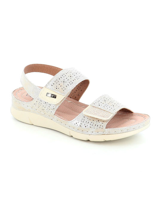 B-Soft Sandale Casual Damă Din Piele Aurii 02/2...