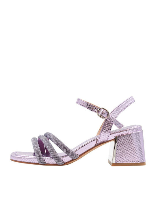 Sandalen mit Strass Lila
