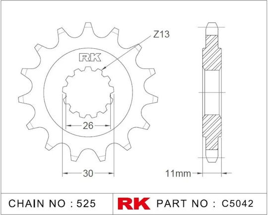 RK Предно зъбно колело за Yamaha MT-07