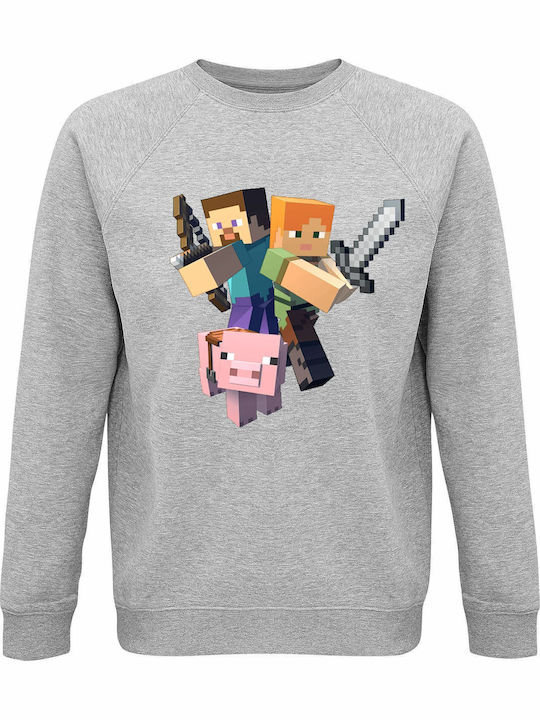 Παιδικό Φούτερ Grey Melange Minecraft Characters Ready To Take Action