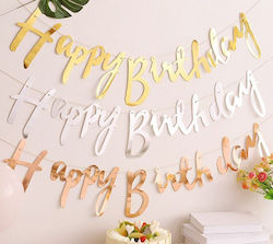 Decorative Banner "Happy Birthday" Calligraphic Gold