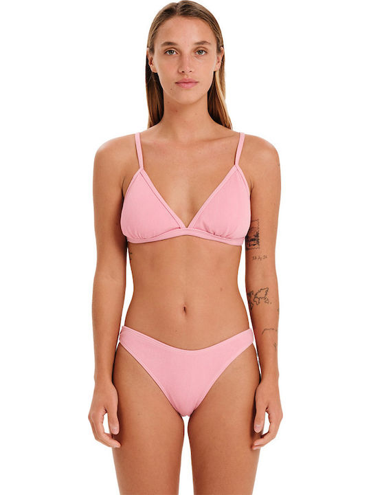 Bikini Set Top & Slip Bottom with Adjustable Straps Pink