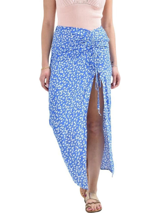 Midi Φούστα Floral Μπλε