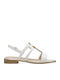 Women's Flat Sandals with Strap in White Color