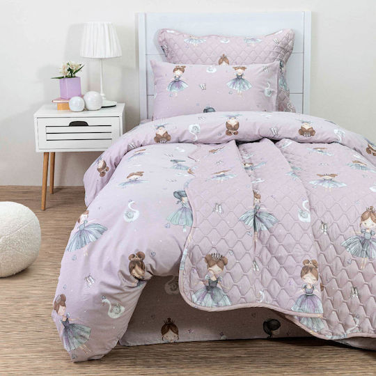 Borea Seturi de cearșafuri Single Bumbac Lila 160x250cm 3buc
