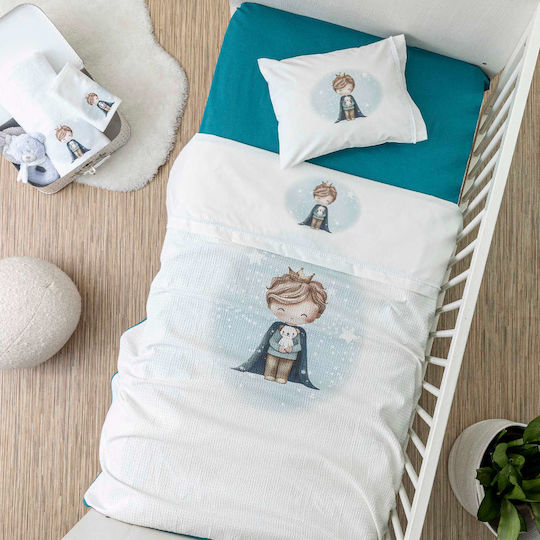 Nima Κουβέρτα Κούνιας Little King Πικέ Λευκή 110x140εκ.