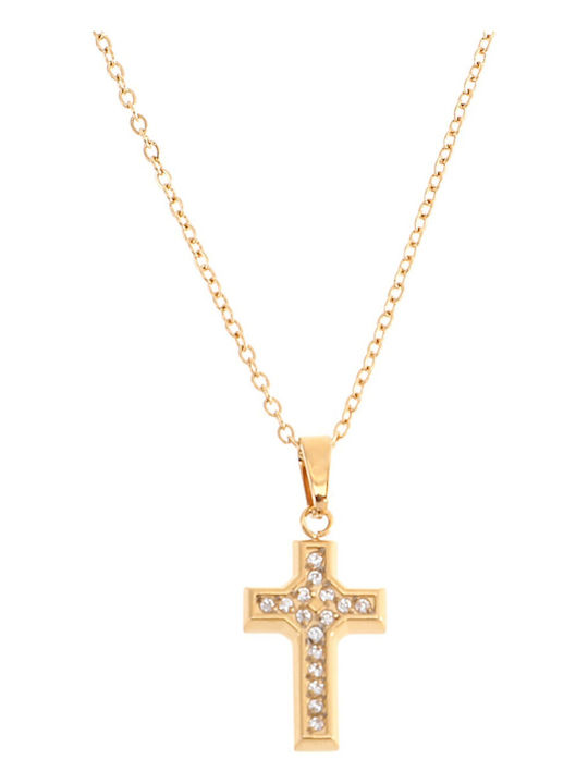 Ardika Cross from Gold Plated Steel with Chain