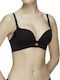 Μαύρο Strapless Σουτιέν Push Up χωρίς Μπανέλες