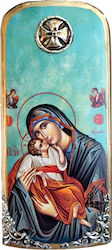 Wooden Icon of Virgin Mary & Jesus Christ 30x10cm