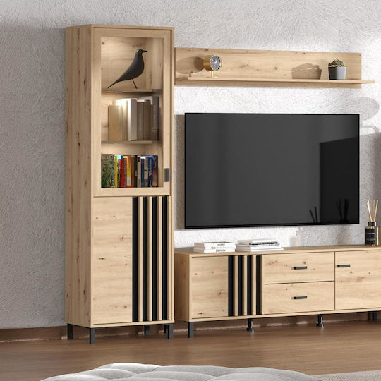 Laval Vitrine 1k Vs1 193 Artisan Eiche Schwarz 55x40x193cm