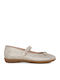 Kids Anatomic Leather Ballerinas with Hoop & Loop Closure Gold
