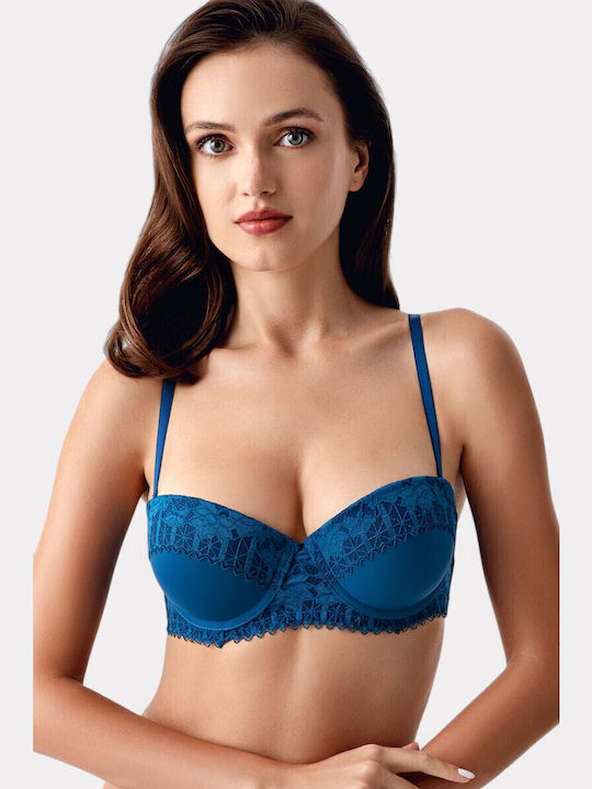 Πετρόλ Strapless Σουτιέν χωρίς Ενίσχυση με Μπανέλες