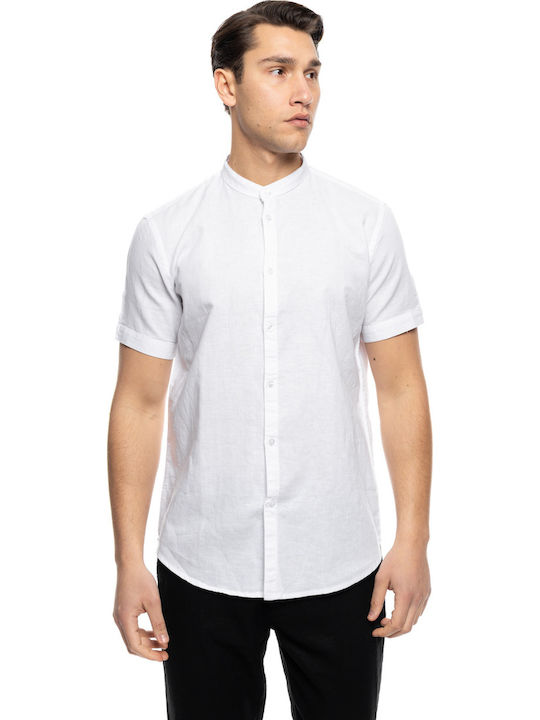 Smart Fashion Κοντομάνικο Λινό Πουκάμισο White