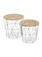 Round Metal Side Table Black Set of 2 M39xL39xH39 cm