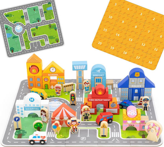 Educational Blocks Building Blocks Cities Wooden for 2+ years Years 100pcs