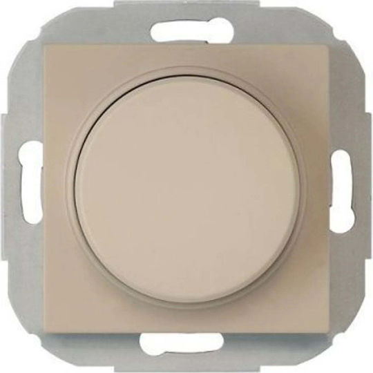 Liregus Recessed Dimmer Switch Without Frame Classic Rotary in Beige Colour
