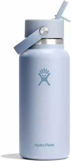 Hydro Flask Wide Flex Cap Μπουκάλι Θερμός Ανοξείδωτο 1lt Surf Blue με Καλαμάκι