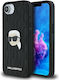 Karl Lagerfeld Monogram Rückseite Leder Kunststoff Silikon Schwarz für iPhone 17e / 16e