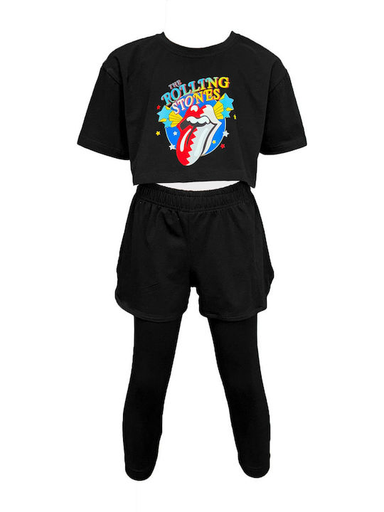 Kinder-Set mit Leggings Sommer 3Stück Black