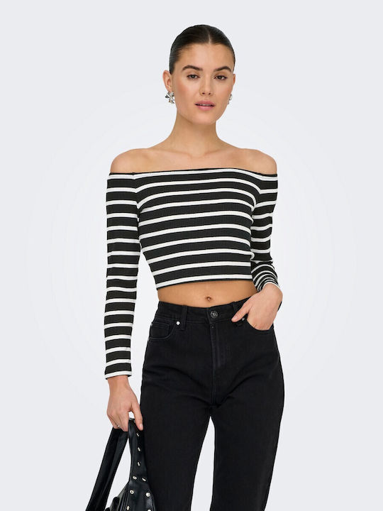 Only Life Women's Blouse Off-Shoulder Striped B...