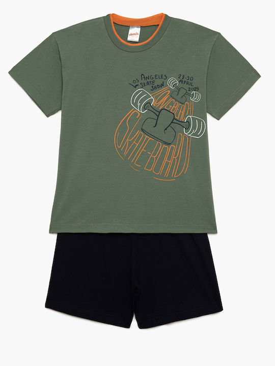 Minerva Kinder Schlafanzug Sommerlich Khaki Ska...