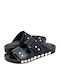 Nika Leder Flache Sandalen für Damen in Schwarz Farbe