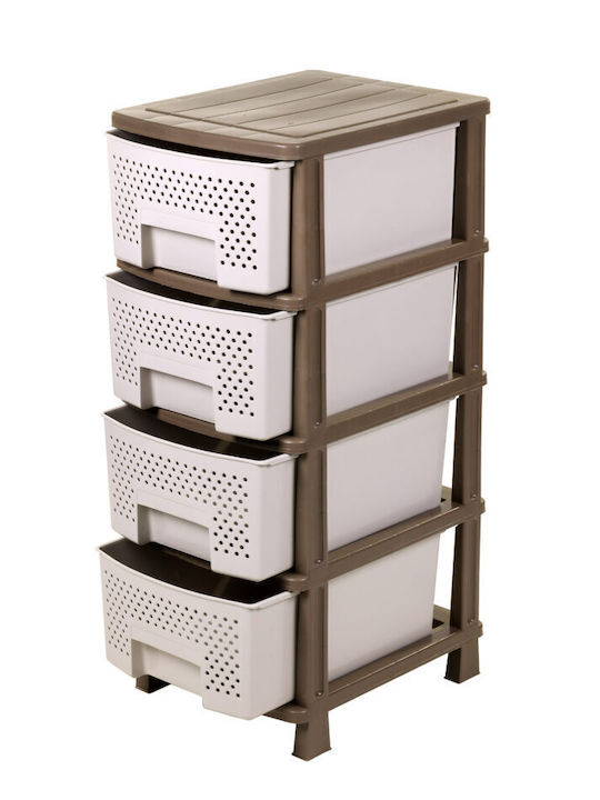 Klikareto Kunststoff Schubladen 4 Ebenen Beiges 50x40x99cm 642-00025