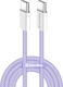 ColorWay Braided USB 2.0 Cable USB-C Male - USB-C 60W PD Purple 1m