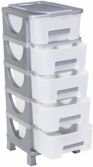 Klikareto Plastic Food Rack with 5 Tiers White / Gray 42x38x95cm