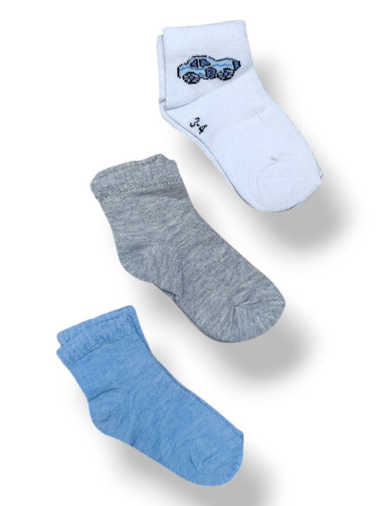 Babydom Kids' Socks White, Gray, Sky Blue 3 Pairs
