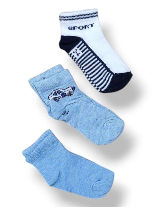 Babydom Șosete pentru Copii Sport White, Blue, Light Blue 3 Perechi