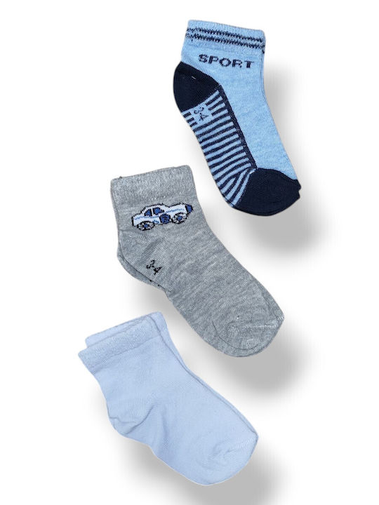 Babydom Șosete pentru Copii Sport Teal, Blue, Gray, White 3 Perechi
