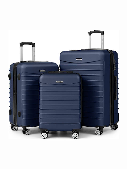 Quasar Travel Suitcases Hard Navy Blue with 4 Wheels