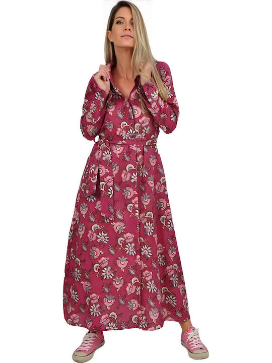Maxi Shirt Dress Burgundy