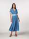Summer Midi Wrap Dress Light Blue