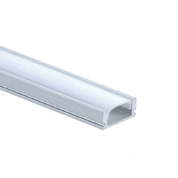 Eurospot Προφίλ Αλουμινίου Ασημί Led Ταινίες L=2m 17.4x7mm Η=6mm Γαλακτερό Κάλυμμα 5101