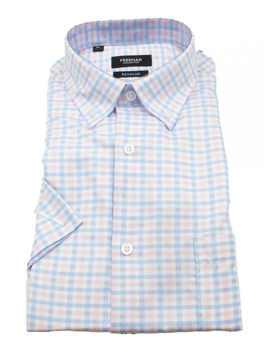 Short-sleeved Shirt Checked White, Blue