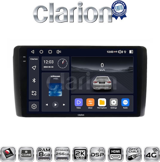Clarion Auto-Audiosystem für Nissan Blatt 2009 > 2017 (Bluetooth/USB/WiFi/GPS/Apple-Carplay/Android-Auto)