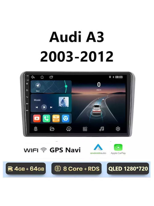 Car Audio System for Audi A3 2003-2012 (Bluetooth/USB/WiFi/GPS/Apple-Carplay/Android-Auto) with Touch Screen 9"