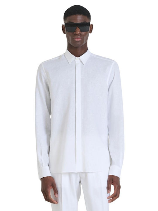 Long-sleeved Linen Shirt White